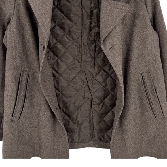 Michael Kors Men's Brown Wool Blend Lined Coat Peacoat Size L Single Breasted - Picture 7 of 12